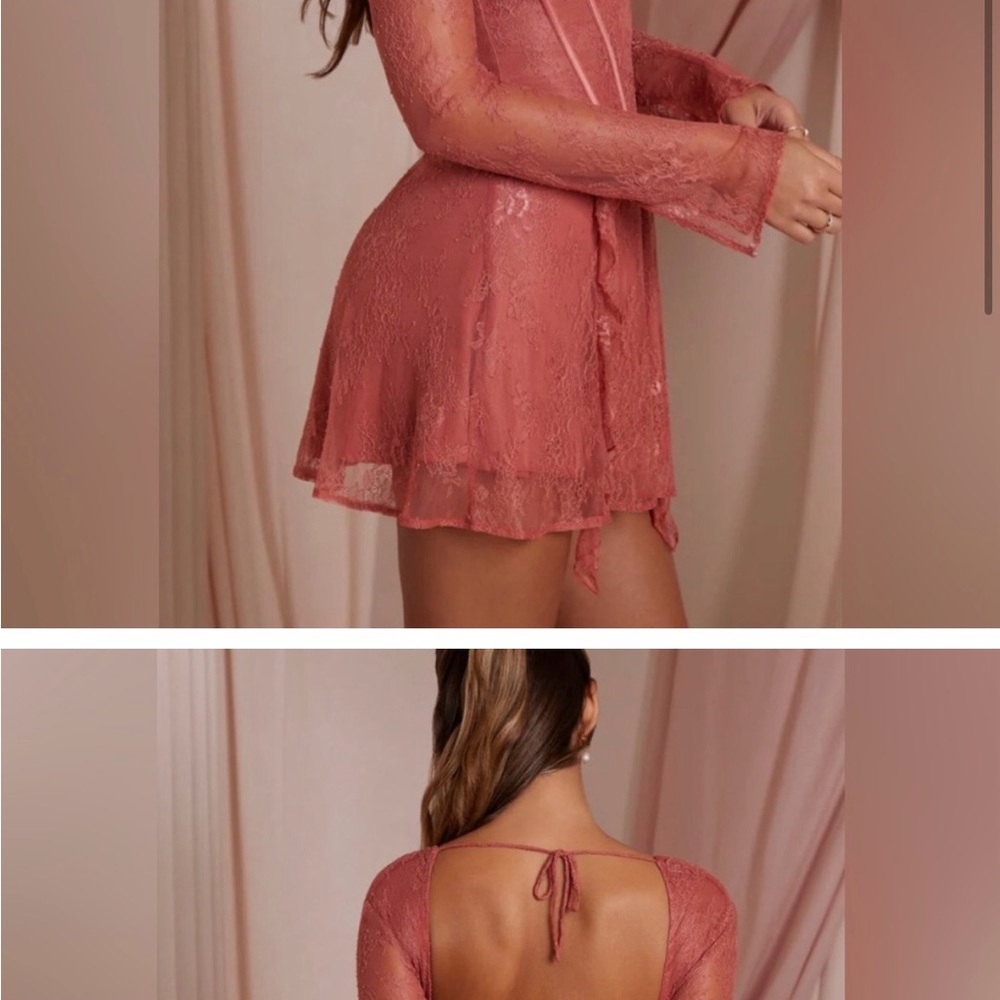 NWT Oh Polly Ninette Lace Corsette Mini Dress in Terracotta size 4 - Picture 2 of 4